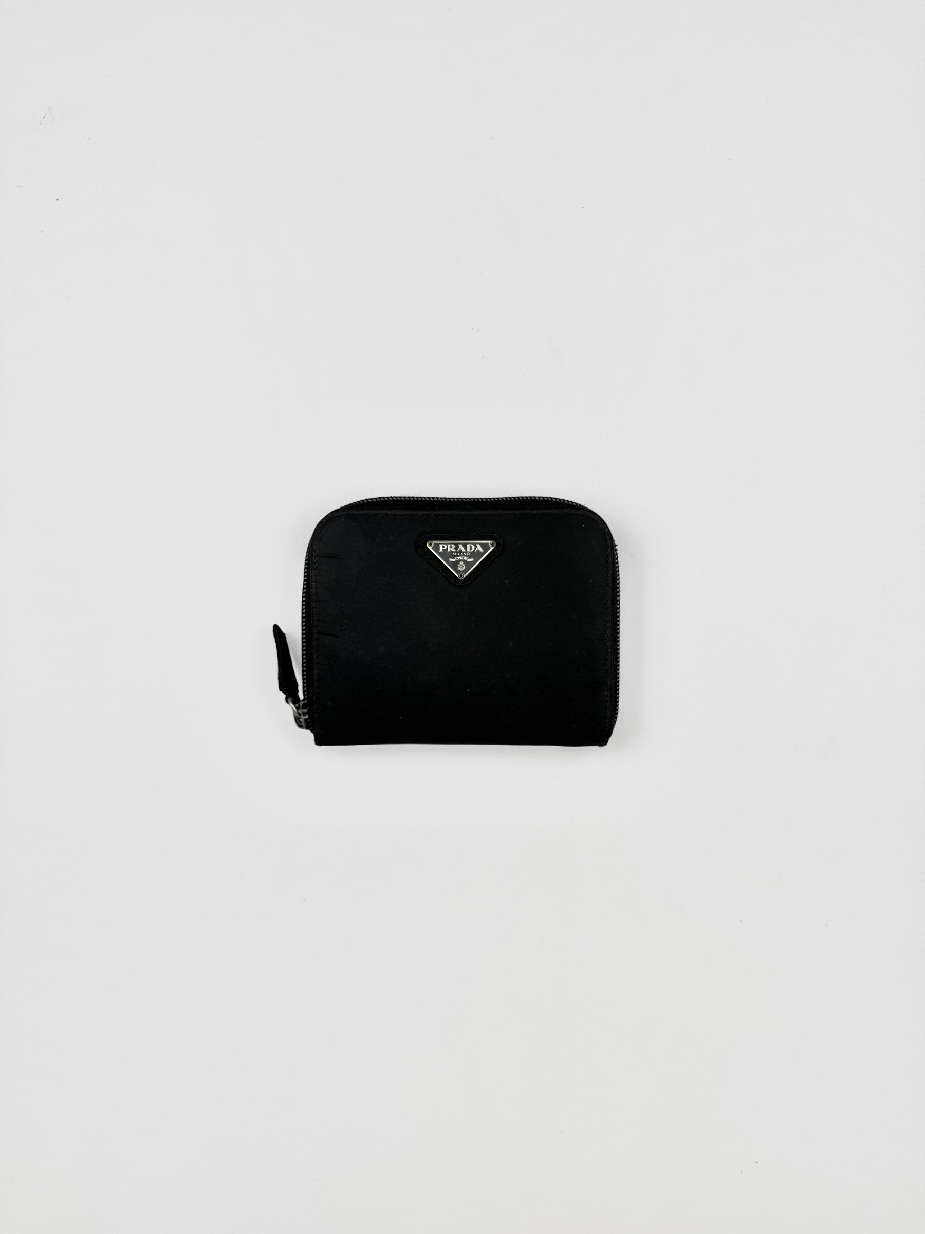 Prada Nylon Leather Zip Wallet Black haute selection