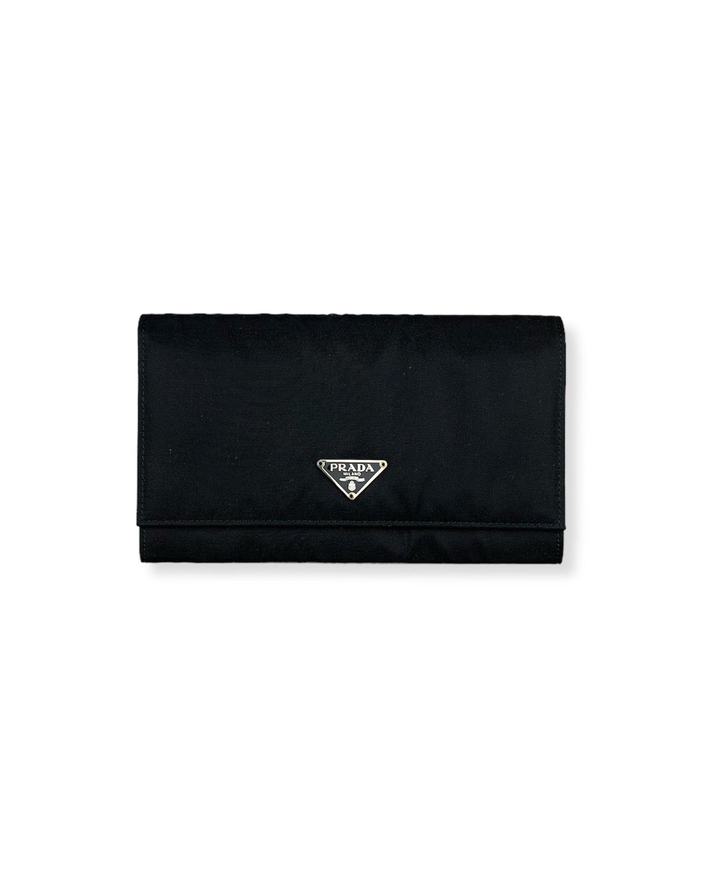 Prada Nylon Leather    Long Wallet Black