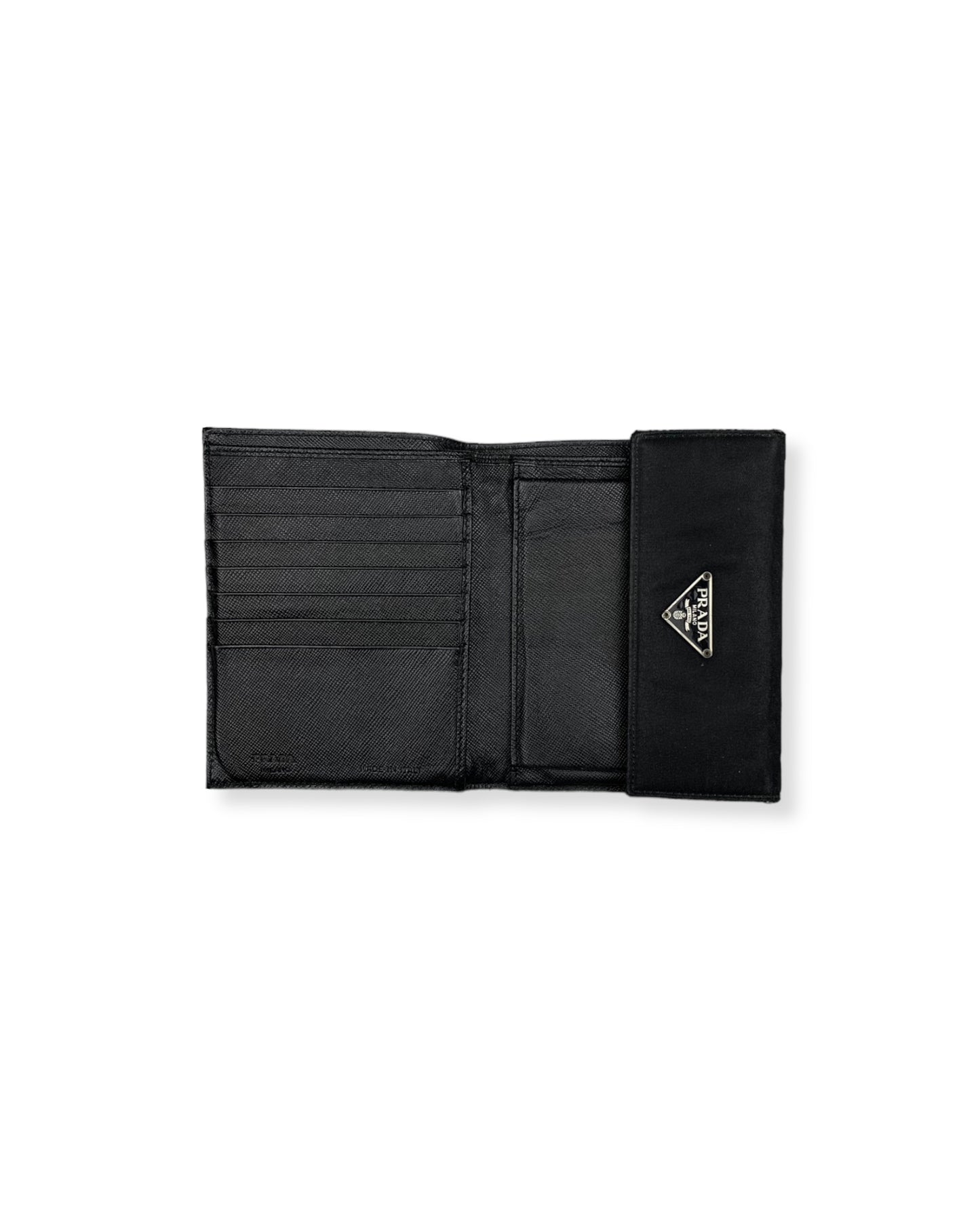 Prada Nylon Leather Wallet Black