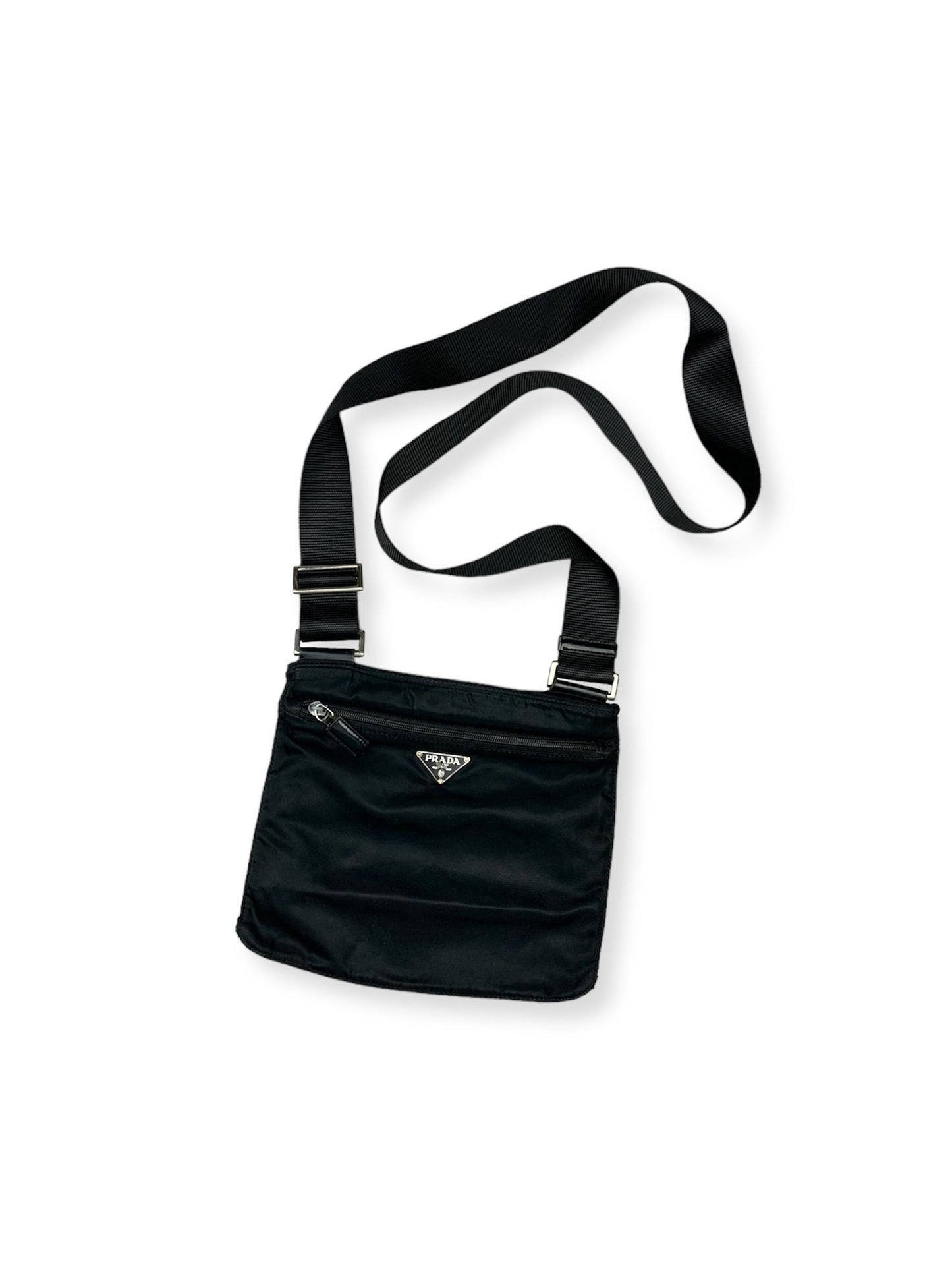 Prada Nylon Shoulderbag Black Double Pocket