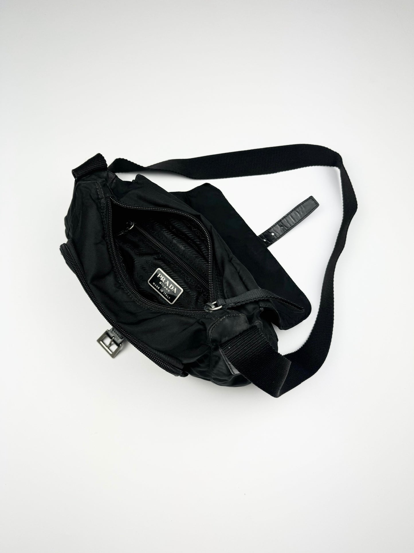 Prada Nylon Buckle Shoulderbag Black