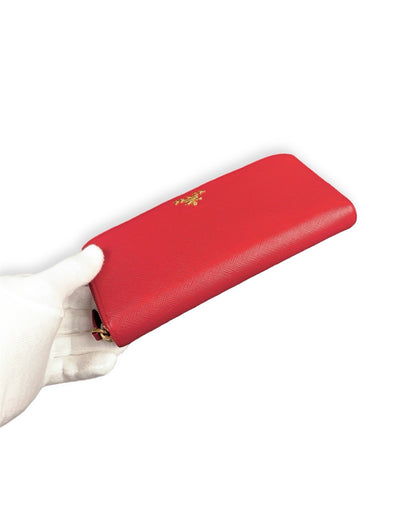 Prada Saffiano Leather Long Wallet Red