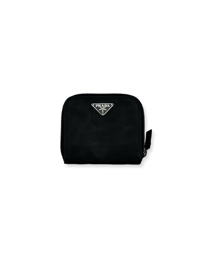 Prada Nylon Leather Zip Wallet Black