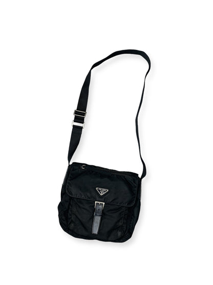 Prada Nylon Shoulder Bag Buckle Black