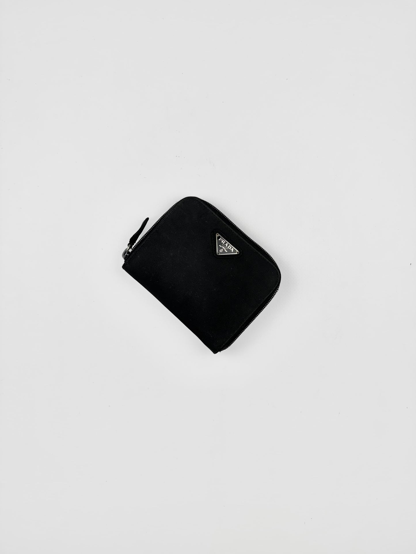 Prada Nylon Leather Zip Wallet Black