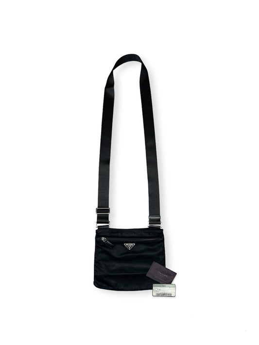 Prada Nylon Shoulderbag Black Double Pocket