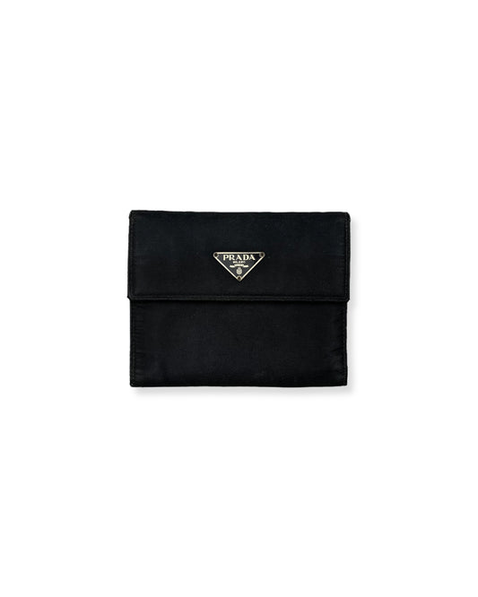 Prada Nylon Leather Wallet Black