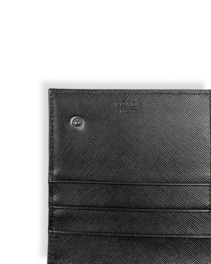 Prada Nylon Leather Long Wallet Black