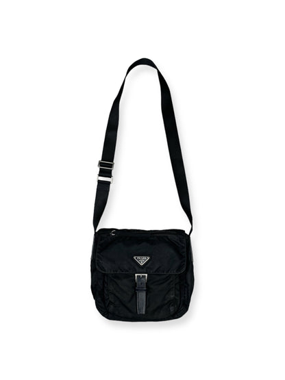 Prada Nylon Shoulder Bag Buckle Black