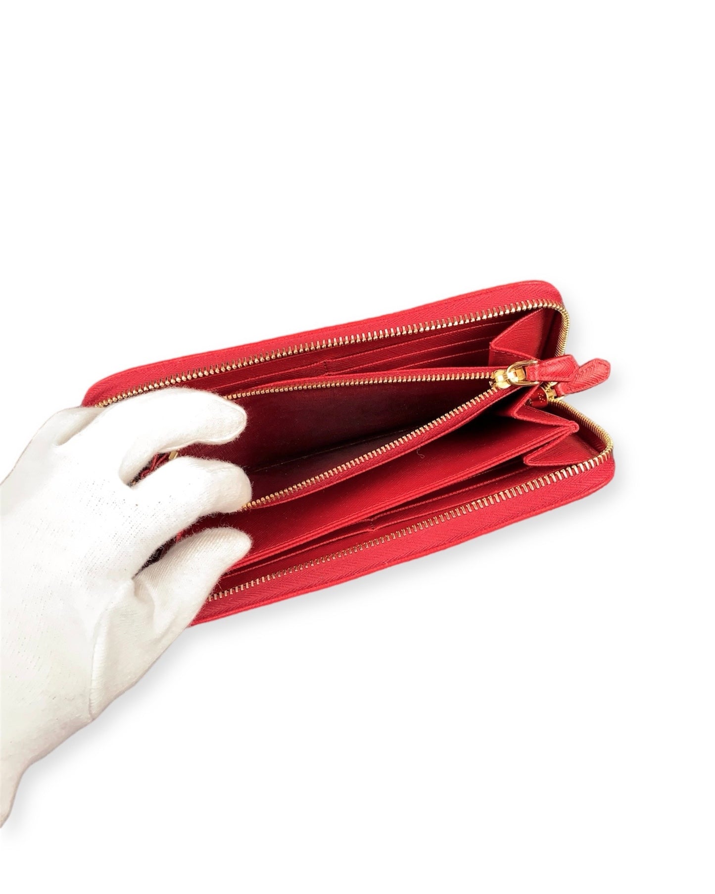 Prada Saffiano Leather Long Wallet Red