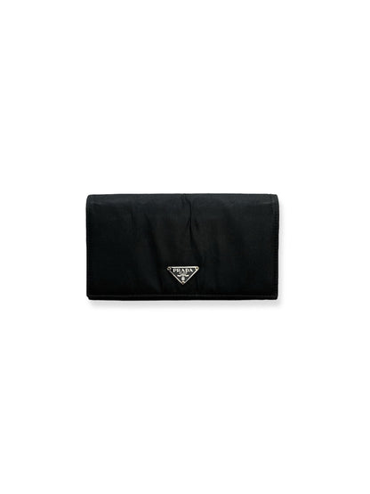 Prada Nylon Saffiano Leather Wallet Black