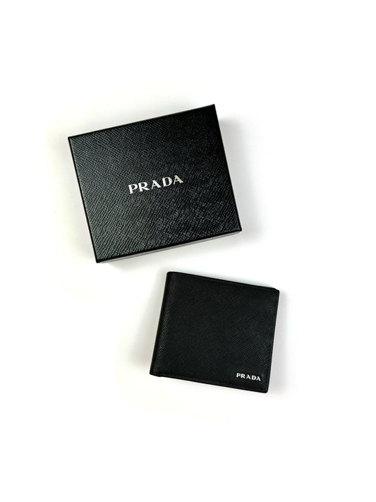 Prada Saffiano Bifold Wallet Black New