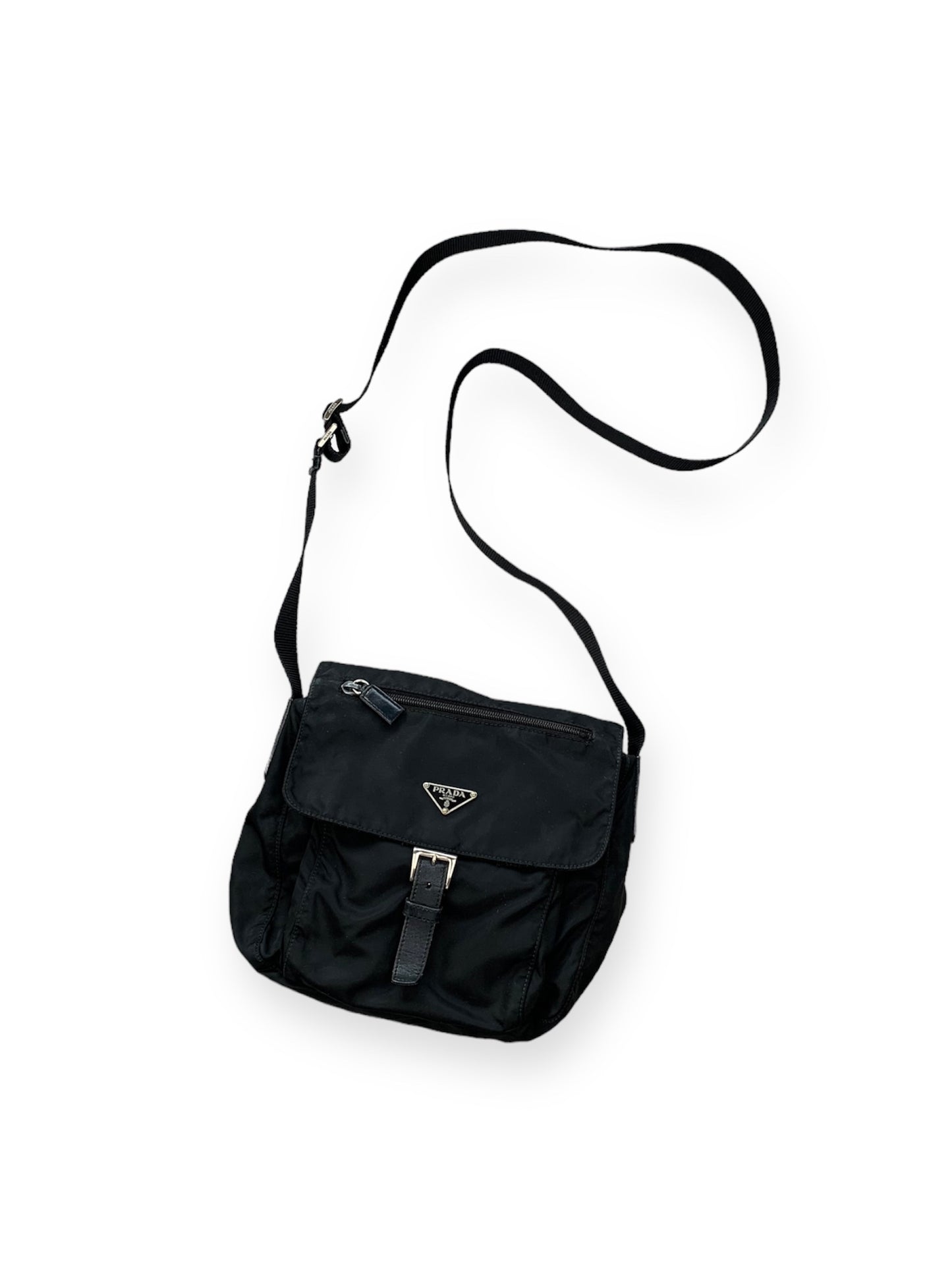 Prada Nylon Shoulderbag Buckle Black