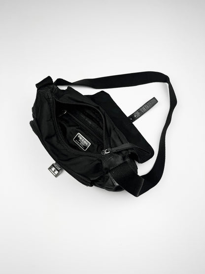 Prada Nylon Buckle Shoulder Bag Black