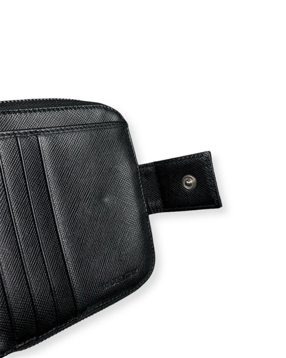 Prada Nylon Leather Zip Wallet Black