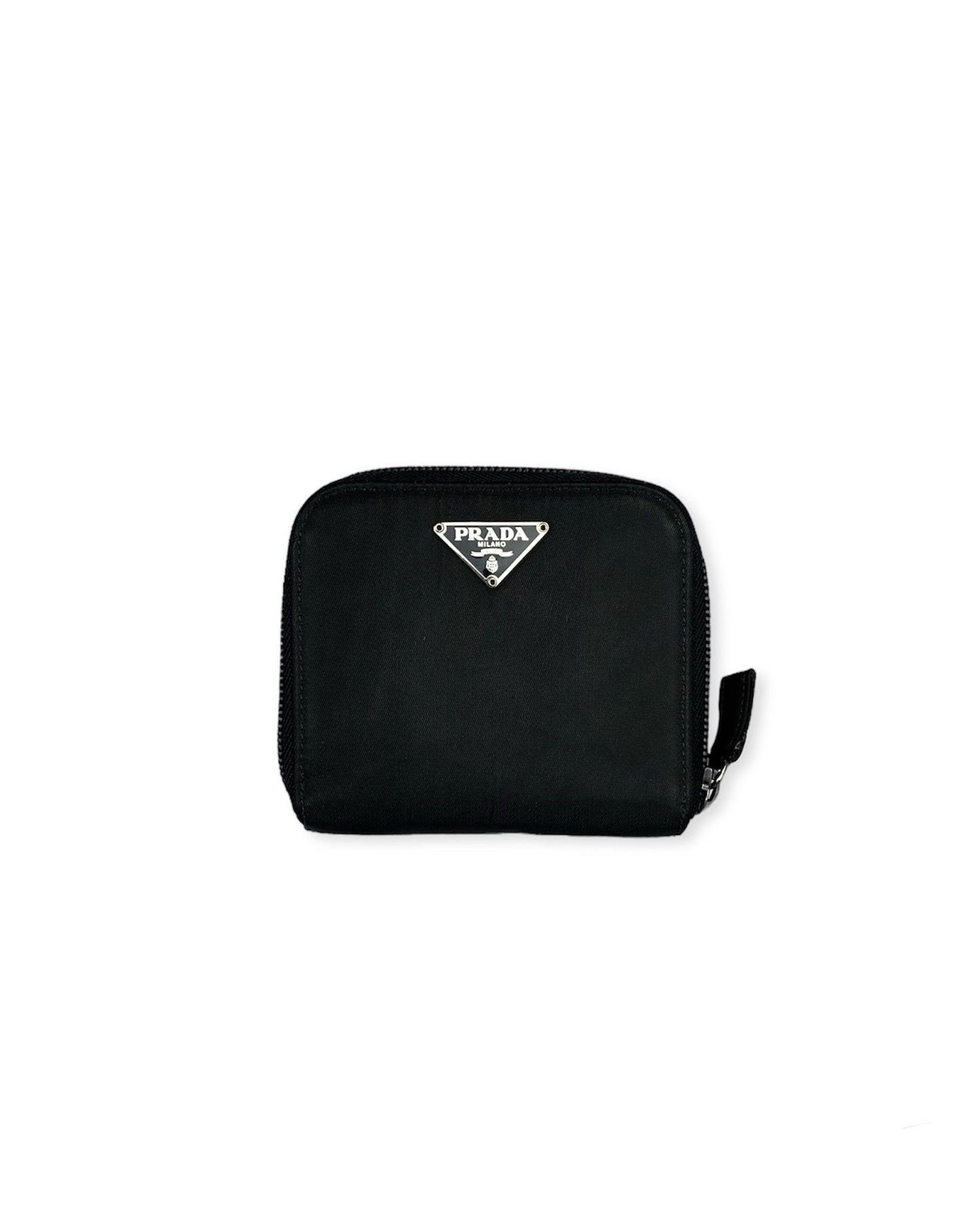 Prada Nylon Leather Zip Wallet Black