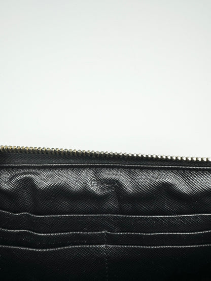 Prada Saffiano Leather Long Wallet Black Gold