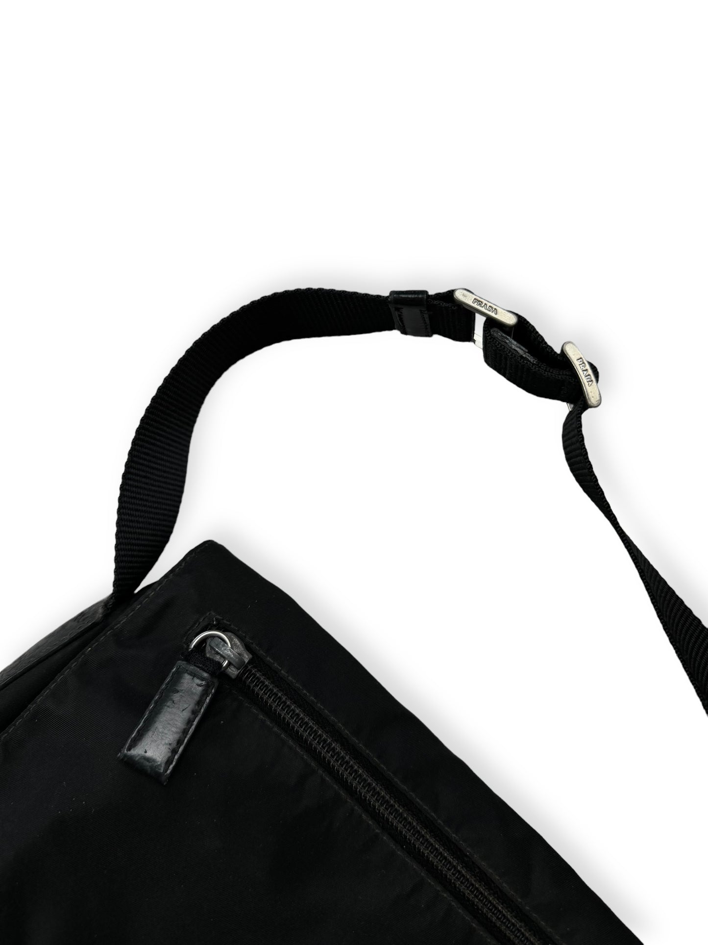 Prada Nylon Shoulder Bag Buckle Black