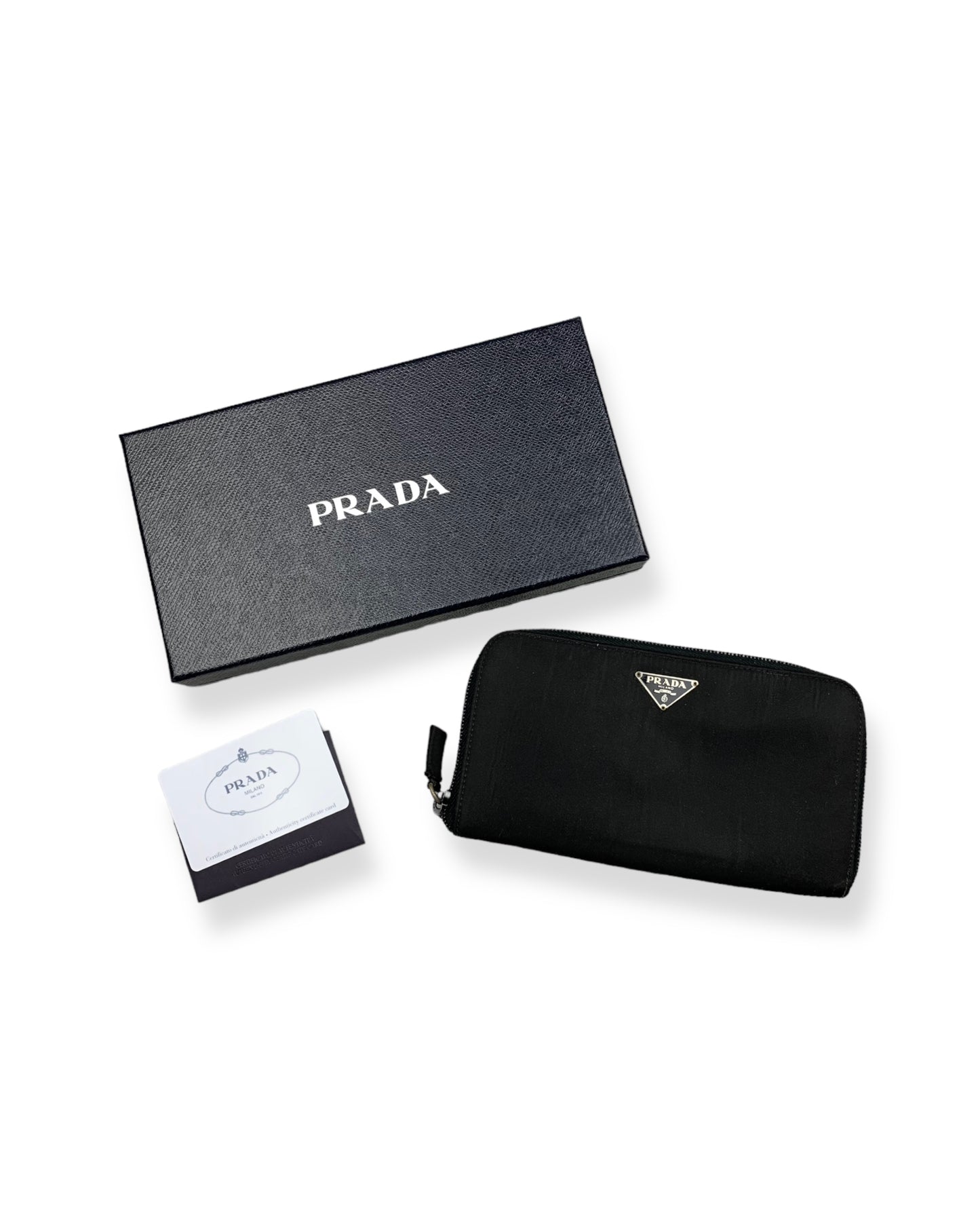 Prada Nylon Leather Long Wallet Black