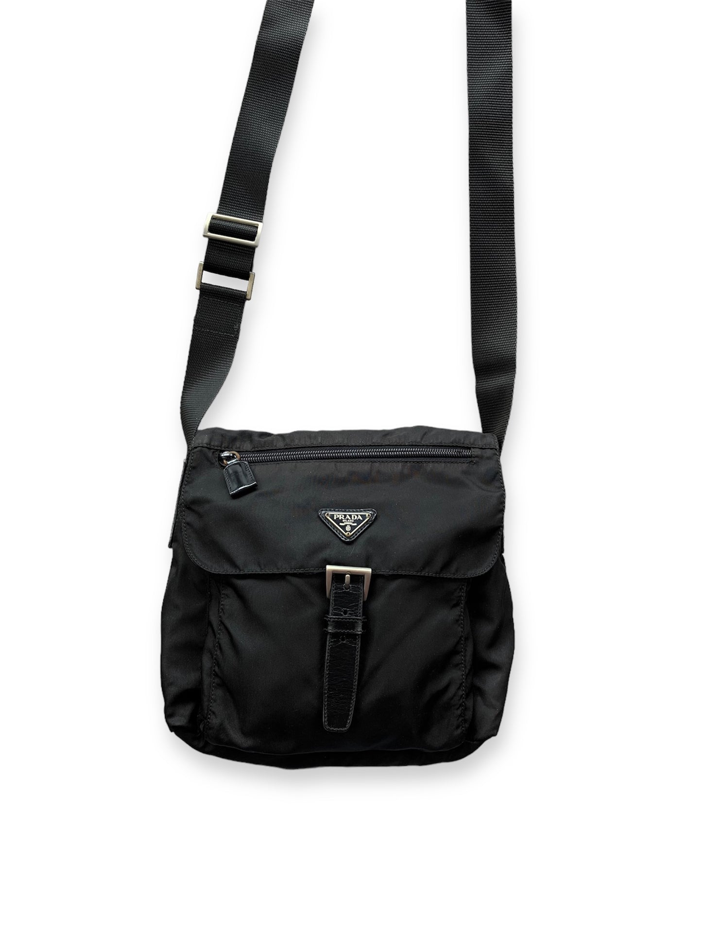 Prada Nylon Shoulderbag Buckle Black