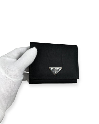 Prada Nylon Leather Wallet Black