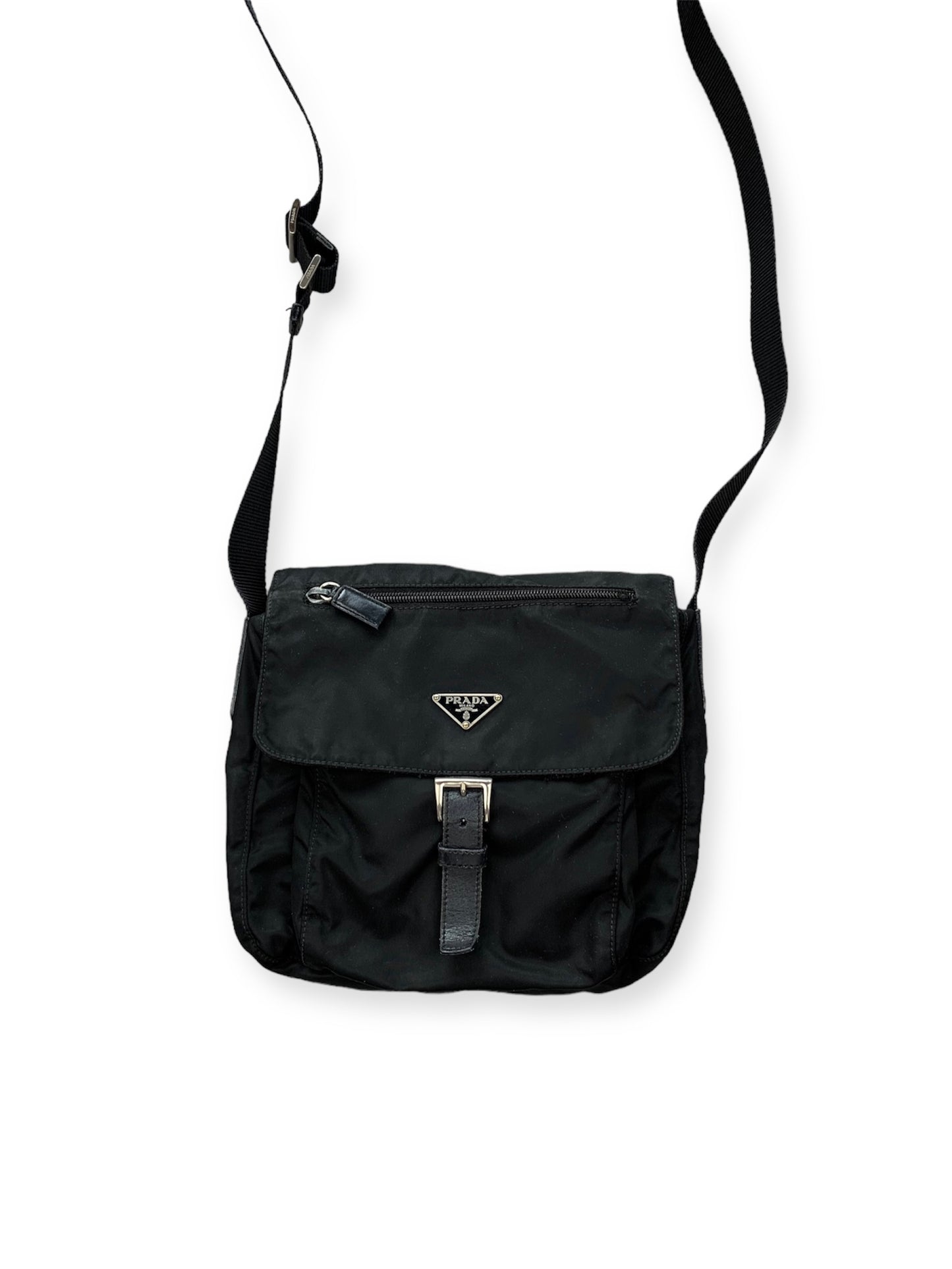 Prada Nylon Shoulderbag Buckle Black