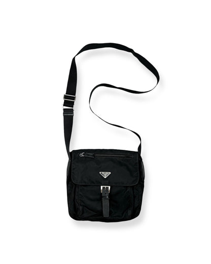 Prada Nylon Shoulder Bag Buckle Black