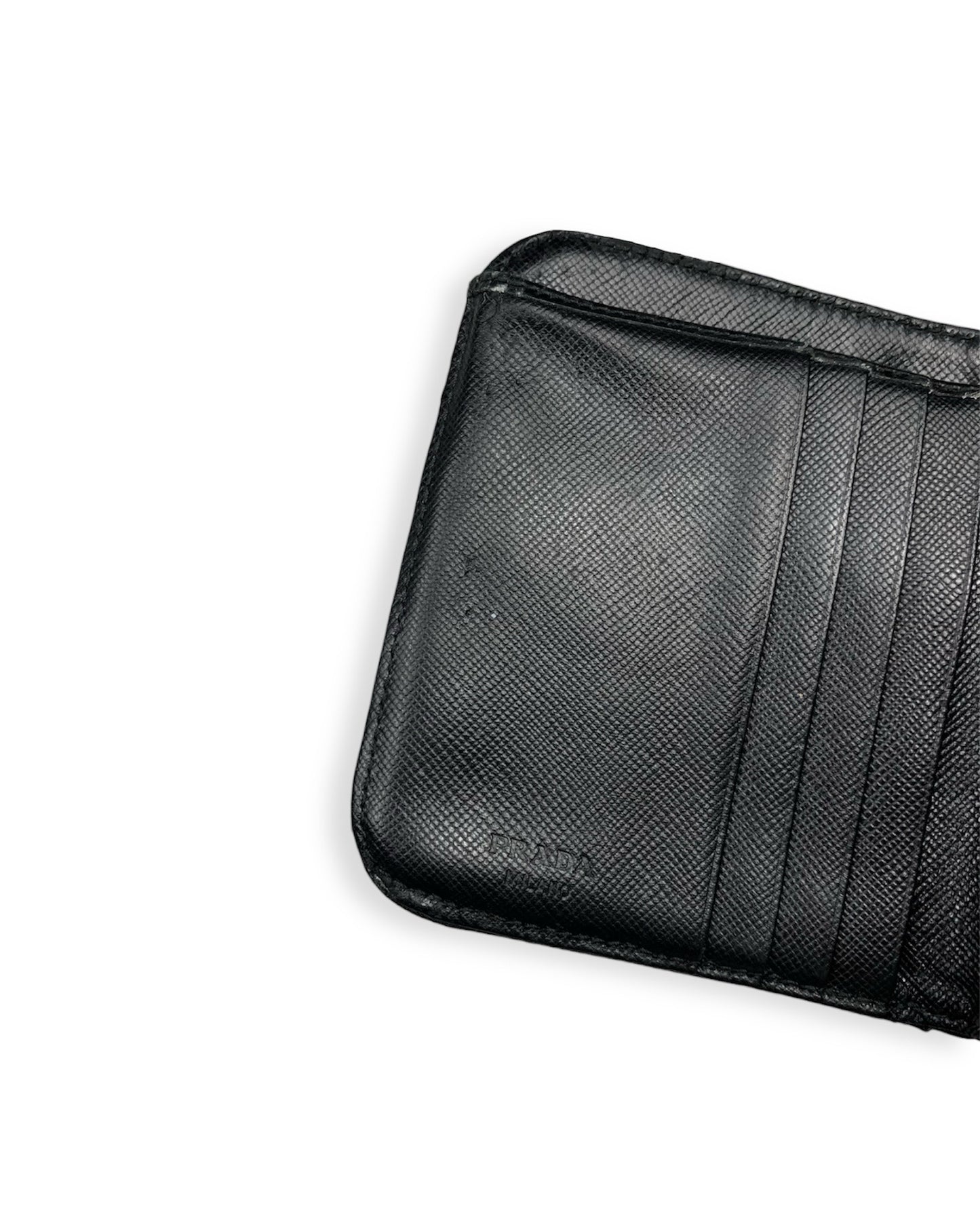 Prada Nylon Leather Zip Wallet Black