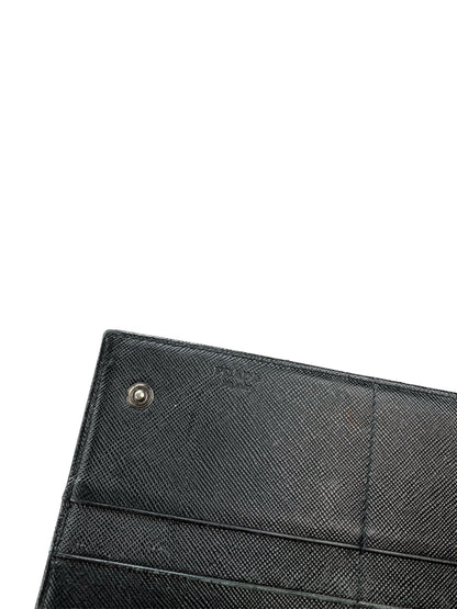 Prada Nylon Saffiano Leather Wallet Black