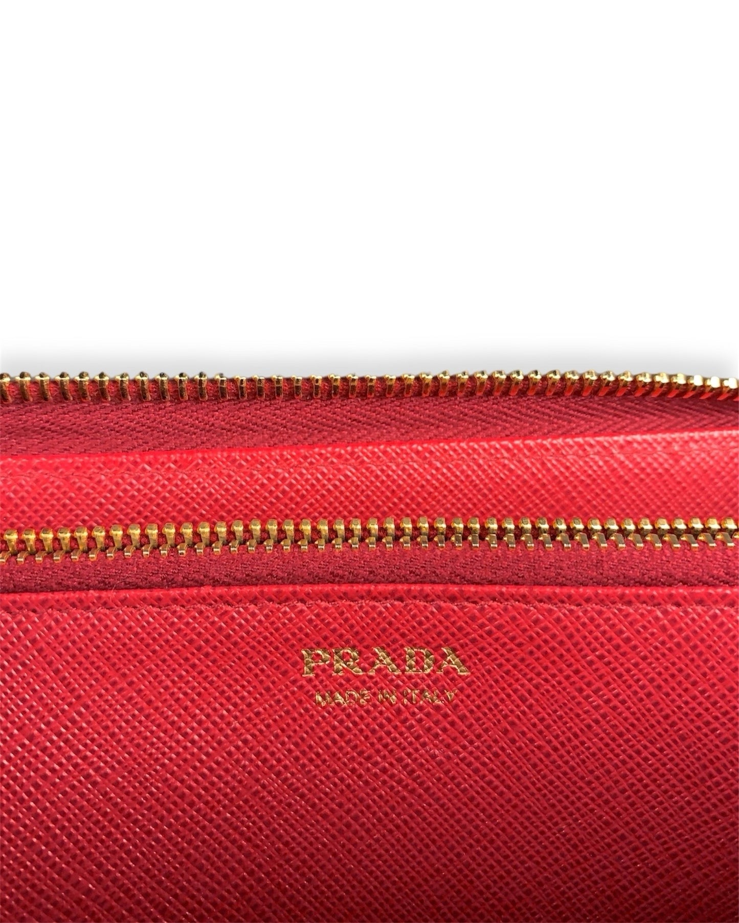 Prada Saffiano Leather Long Wallet Red