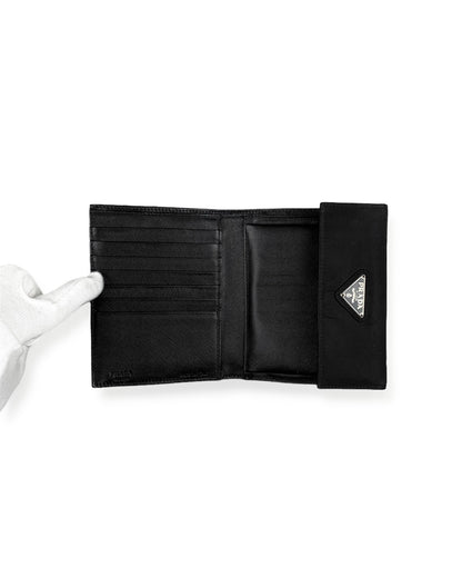 Prada Nylon Leather Wallet Black