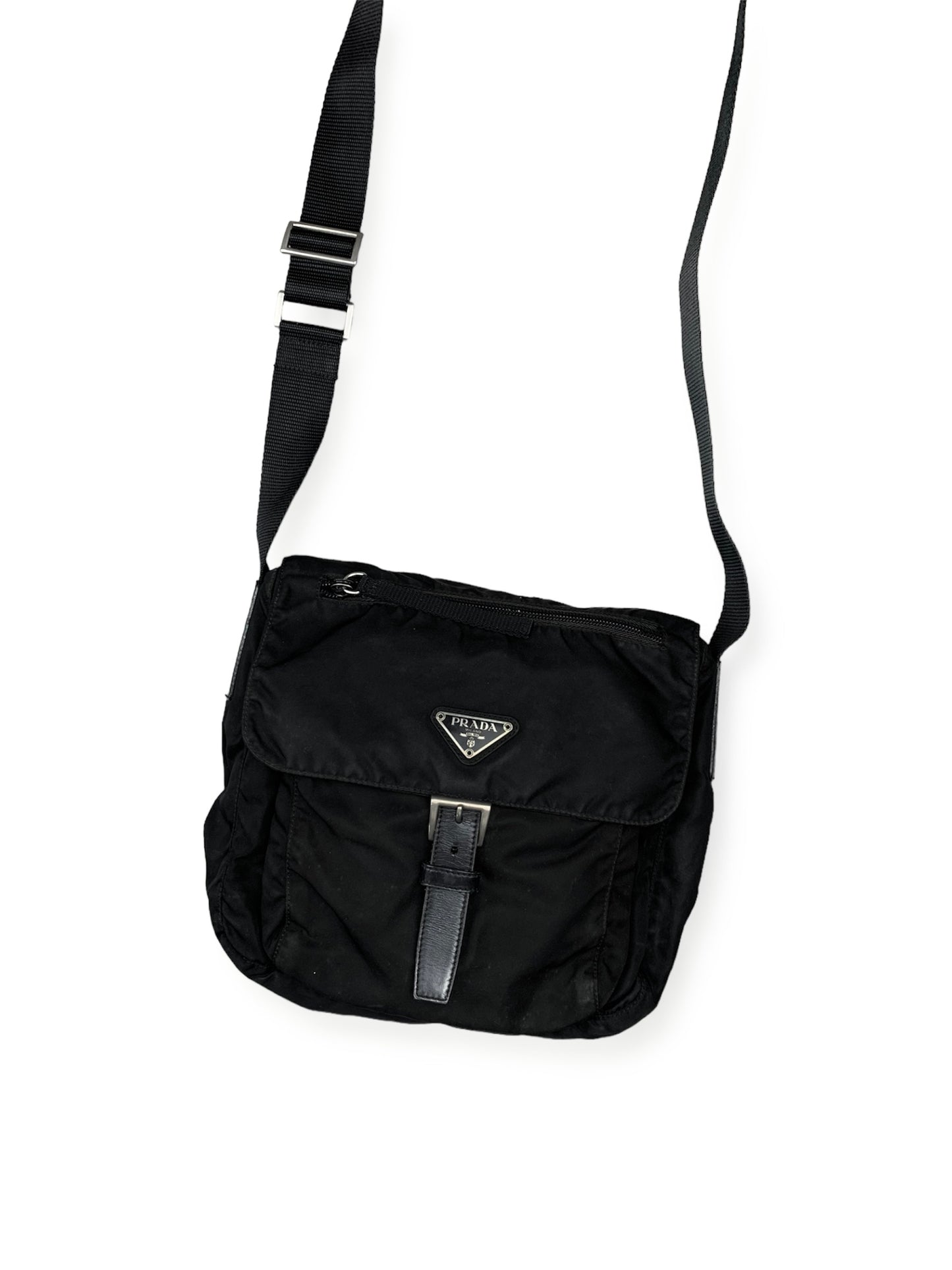 Prada Nylon Shoulder Bag Buckle Black