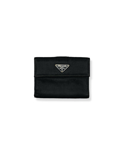 Prada Nylon Leather Wallet Black