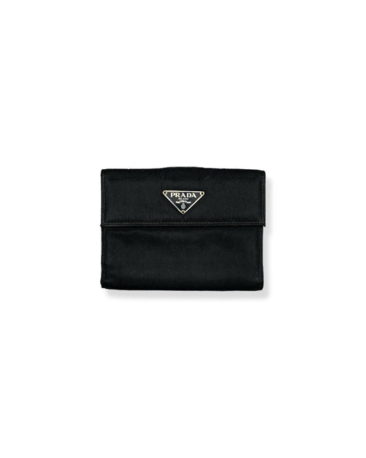 Prada Nylon Leather Wallet Black