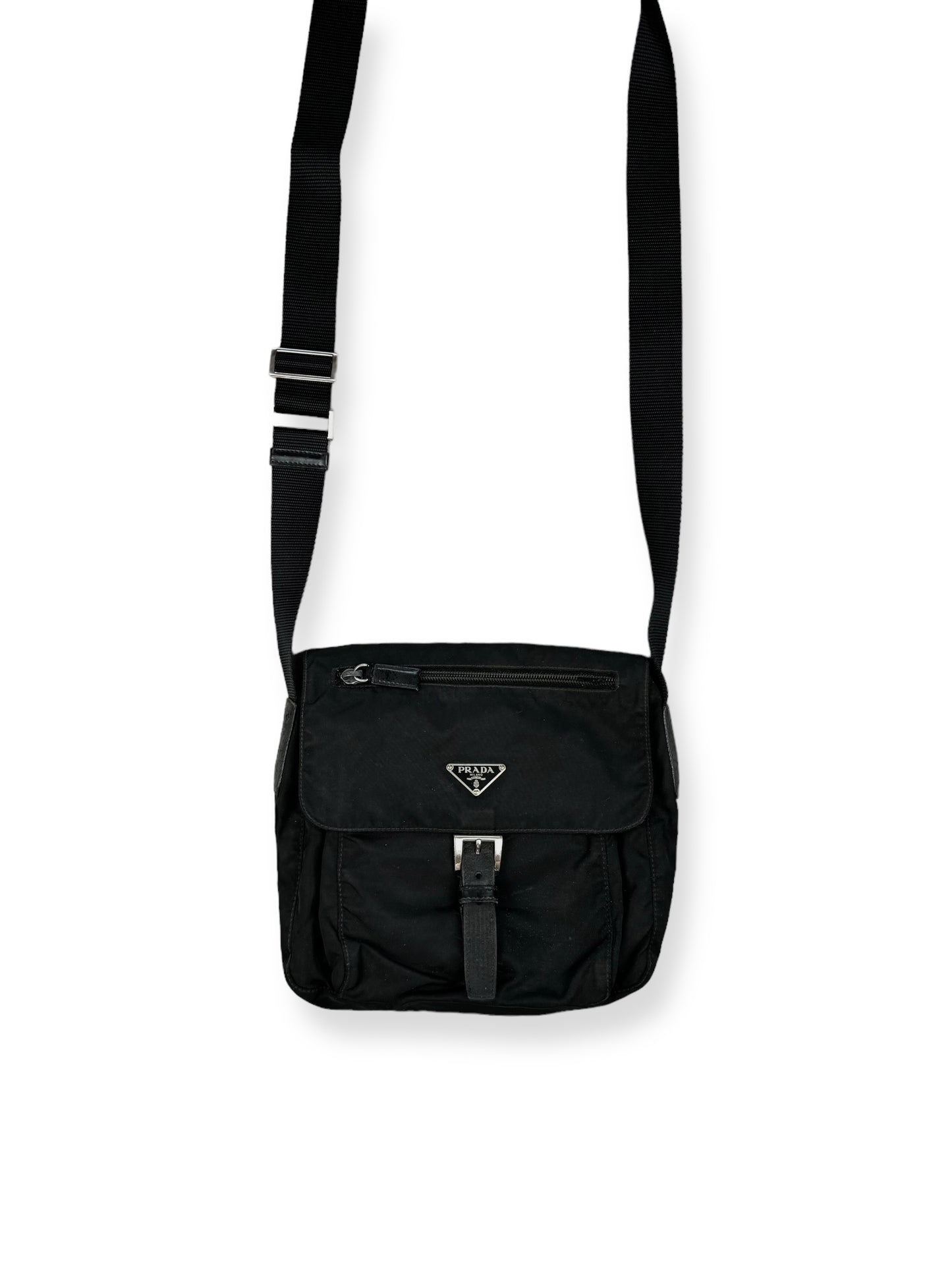 Prada Nylon Shoulder Bag Buckle Black