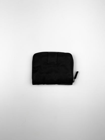 Prada Nylon Leather Zip Wallet Black