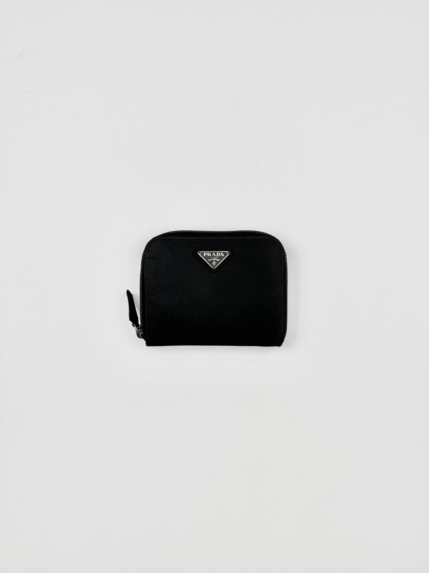 Prada Nylon Leather Zip Wallet Black