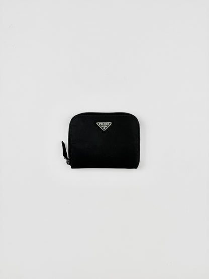 Prada Nylon Leather Zip Wallet Black