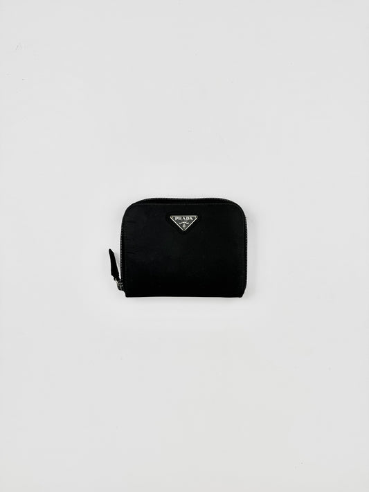 Prada Nylon Leather Zip Wallet Black