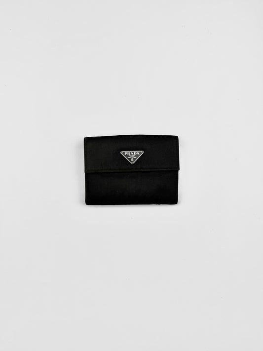 Prada Nylon Leather Wallet Black