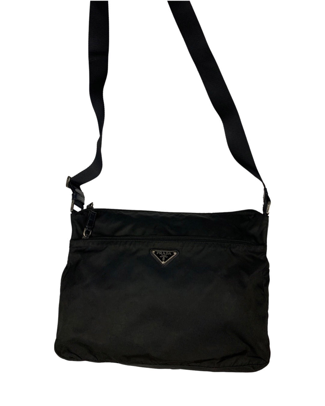 Leather Messenger Bag in Black - Prada