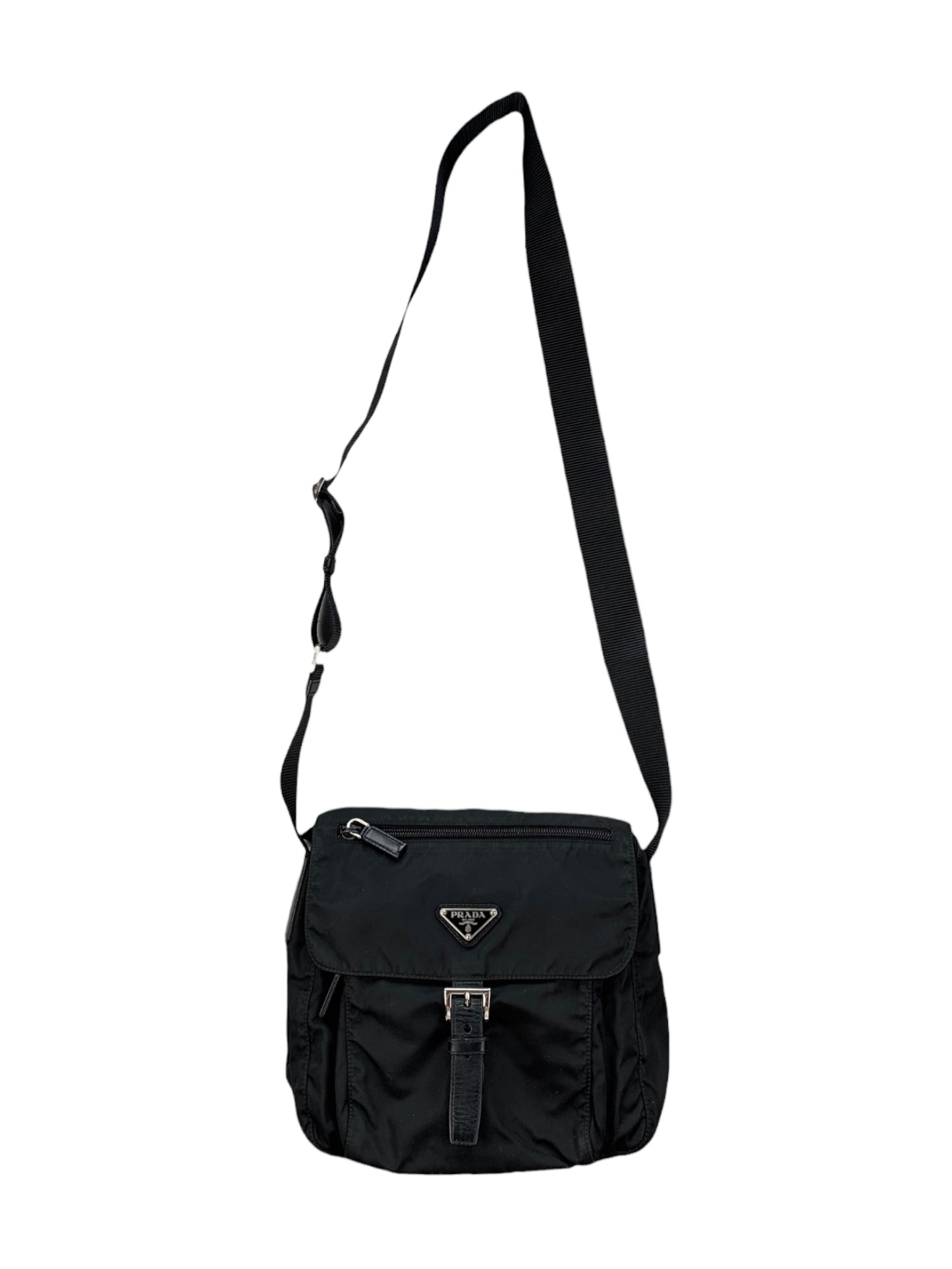 Prada Nylon Buckle Shoulder Bag Black