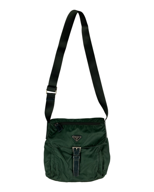 Prada Buckle Shoulder Bag Olive