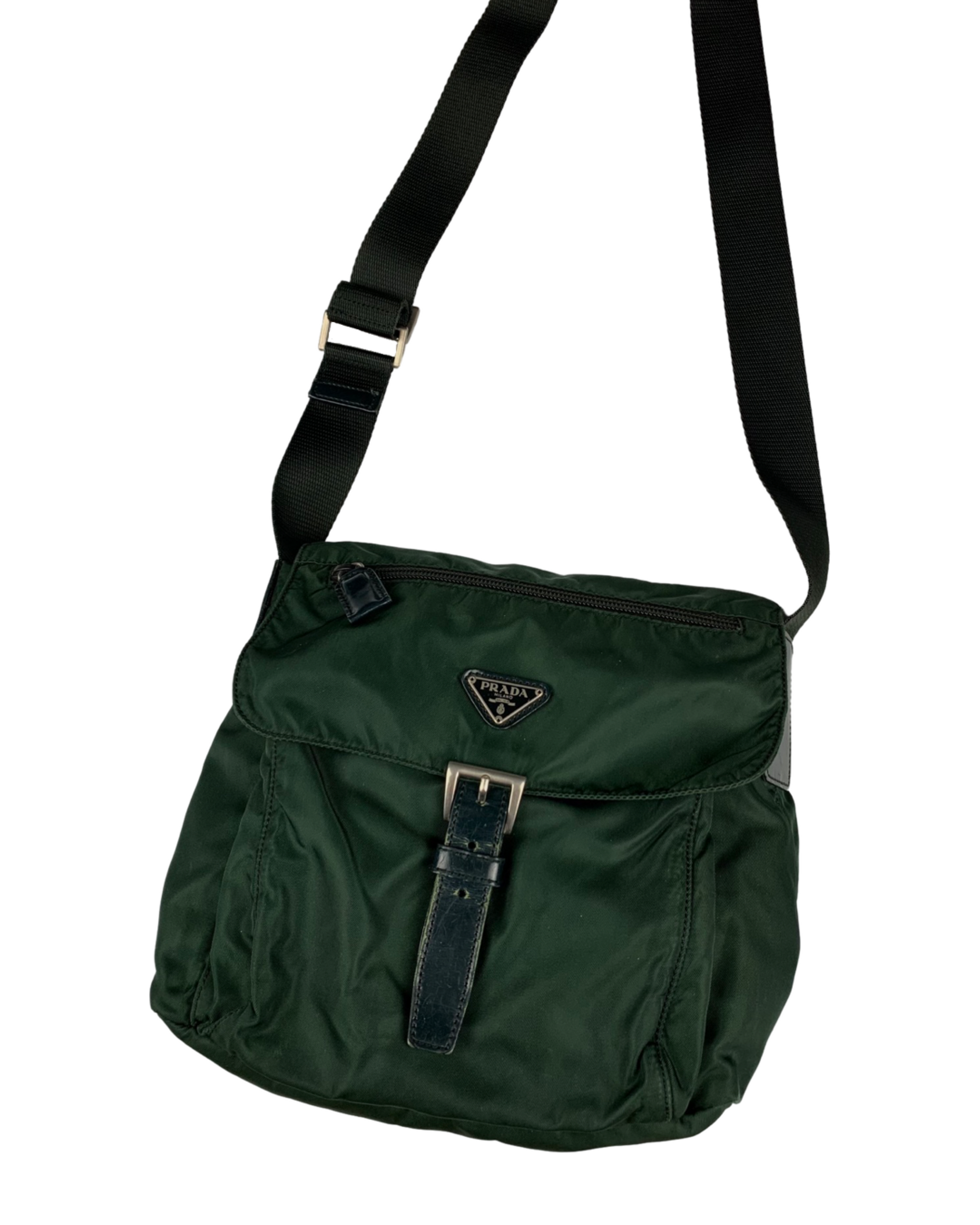 Prada Olive Green Nylon Crossbody Bag Prada