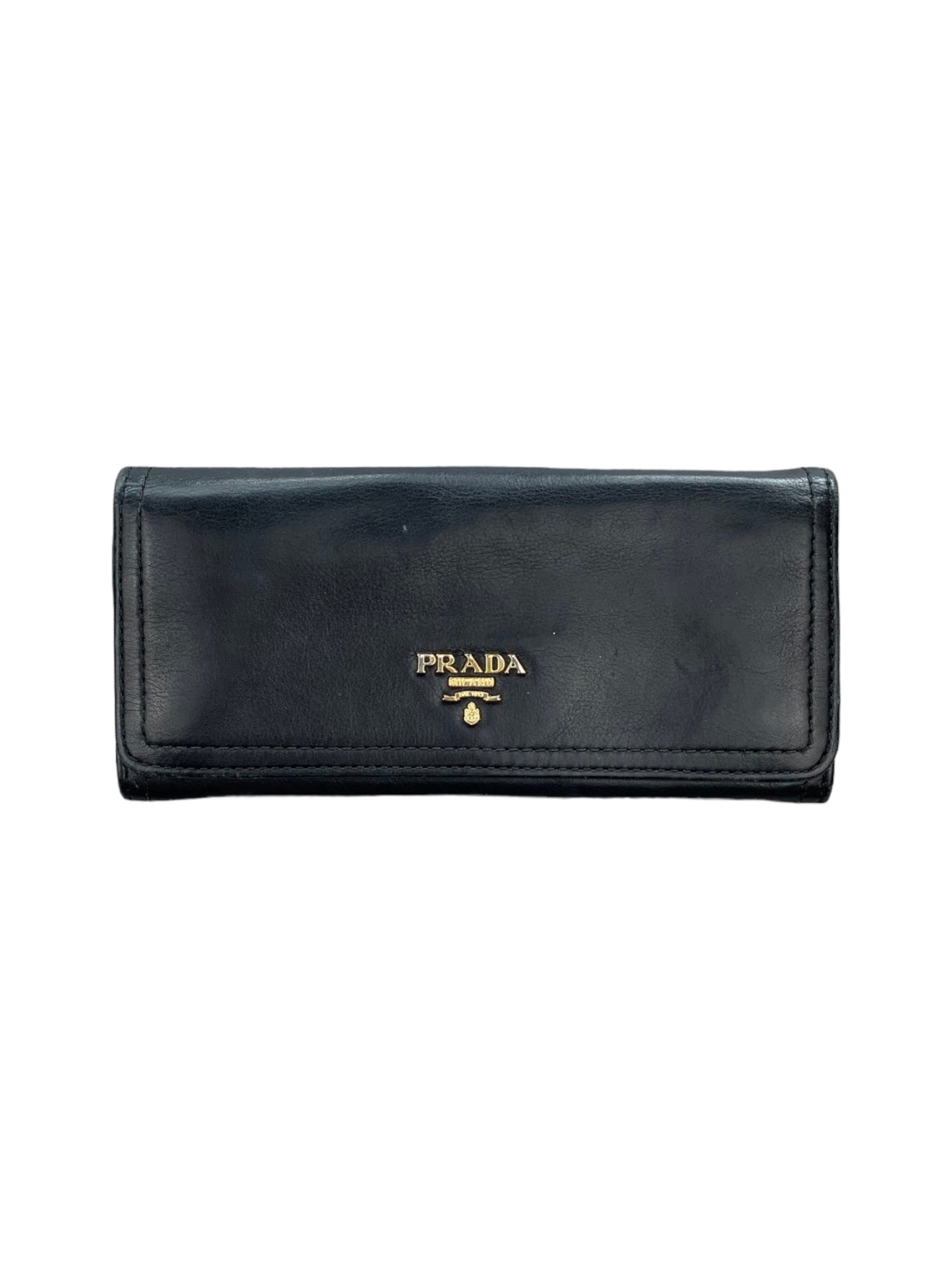 Prada Leather Long Wallet Black