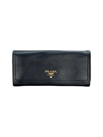 Prada Leather Long Wallet Black