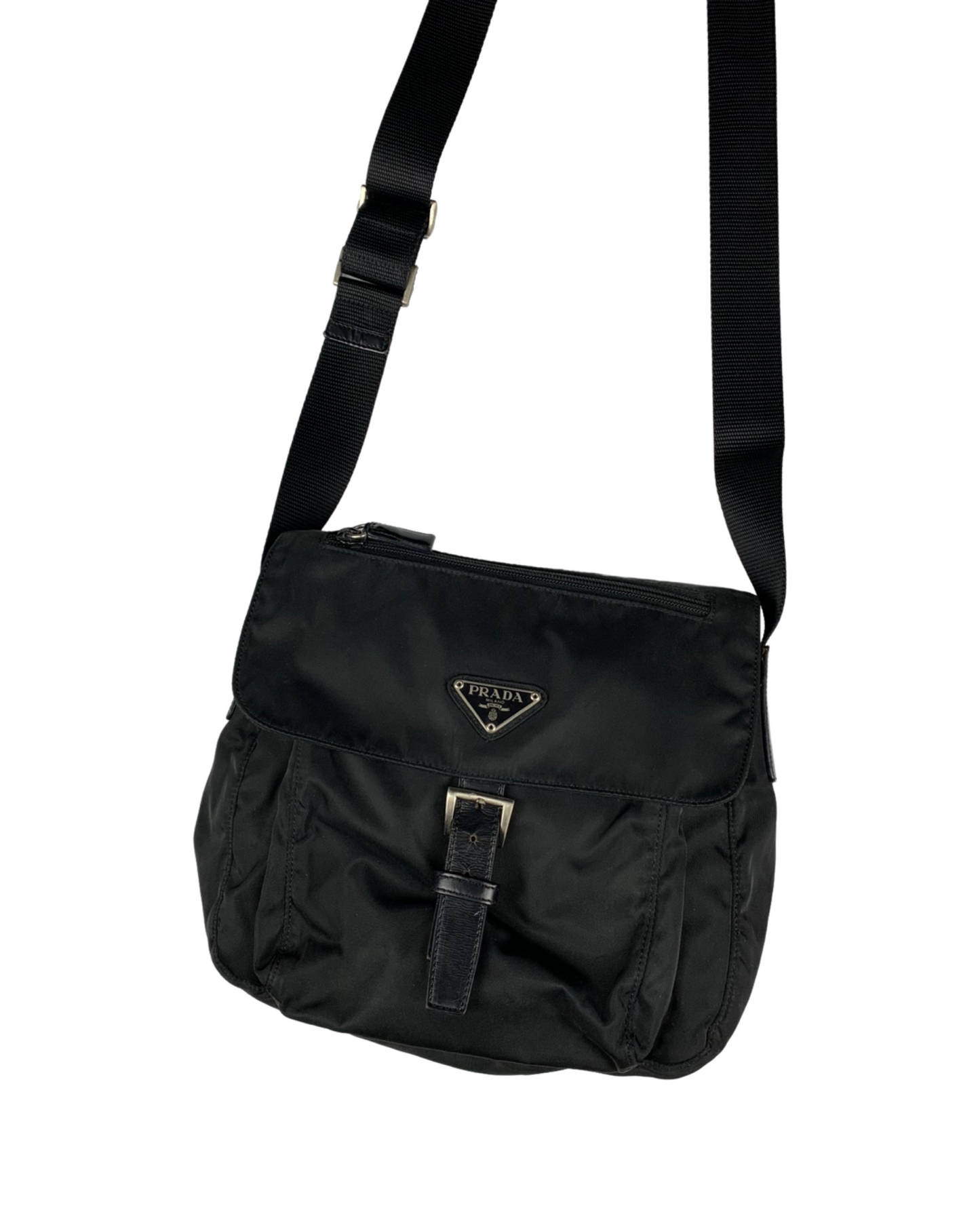 Prada Buckle Shoulder Bag Black